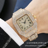 Square Quartz Watch Alloy Band And Case Stainless Steel Clasp For Adult Men With Gypsophila Design