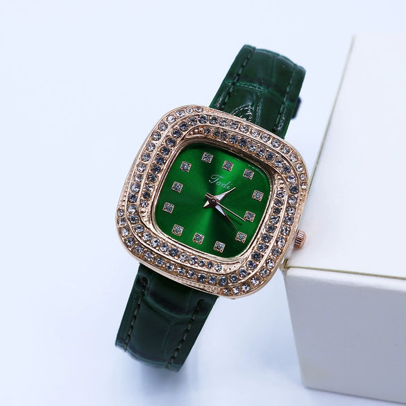 Square Quartz Women's Alloy Pu Leather Luxury Watch