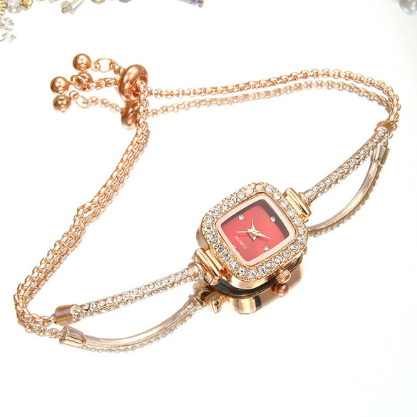Square Quartz Women's Watch Alloy Case Stainless Steel Strap Simple Light Luxury Fashion Bracelet Jewelry