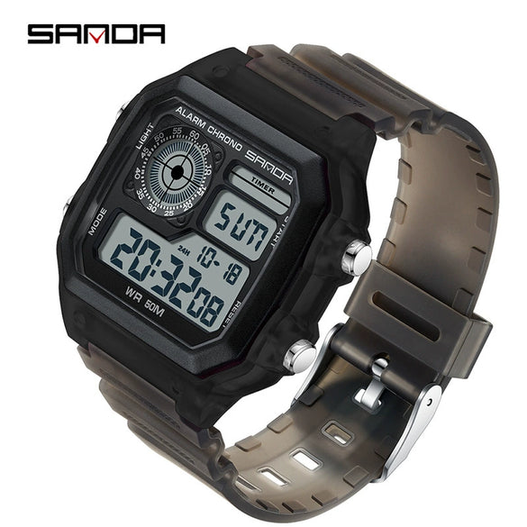 Square Resin Watch For Male Students Waterproof Alarm Luminous Sporty And Fashionable