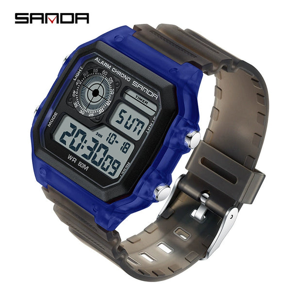 Square Resin Watch For Male Students Waterproof Alarm Luminous Sporty And Fashionable