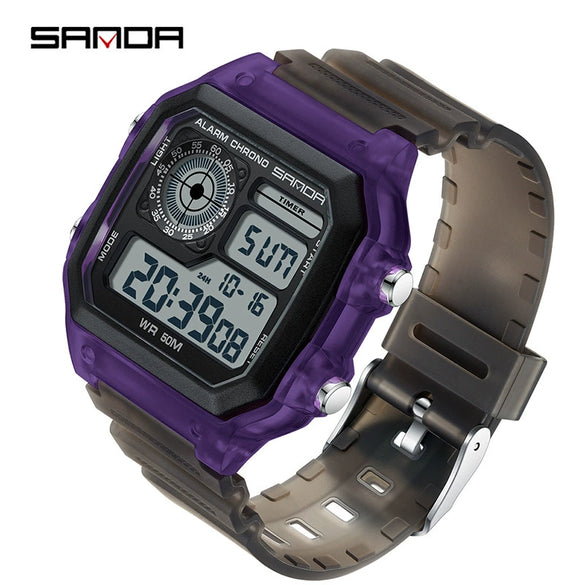 Square Resin Watch For Male Students Waterproof Alarm Luminous Sporty And Fashionable