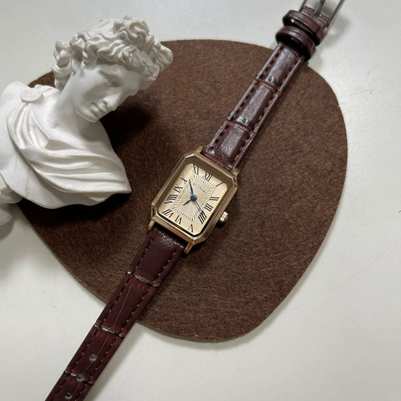 Square Retro Women's Watch Alloy Case Ordinary Glass Mirror Leisure Style