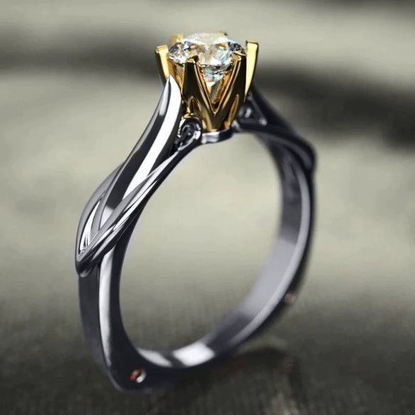 Square Ring Jewelry Copper Geometric Zircon Design Unisex