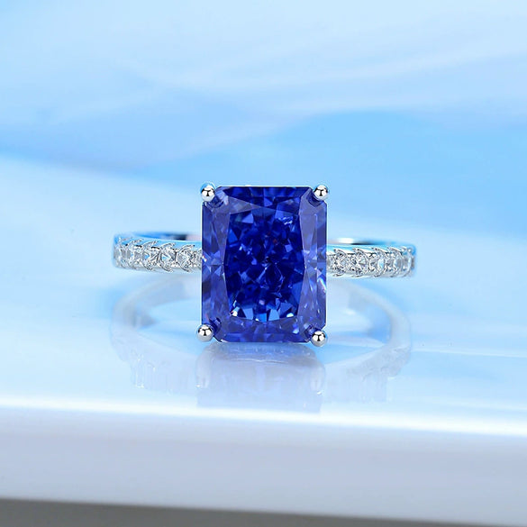 Square Ring S925 Sterling Silver Ice Flower Cut Diamond Minimalist Geometric Women's Jewelry