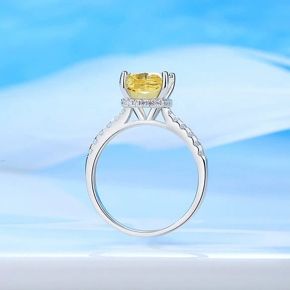 Square Ring S925 Sterling Silver Ice Flower Cut Diamond Minimalist Geometric Women's Jewelry
