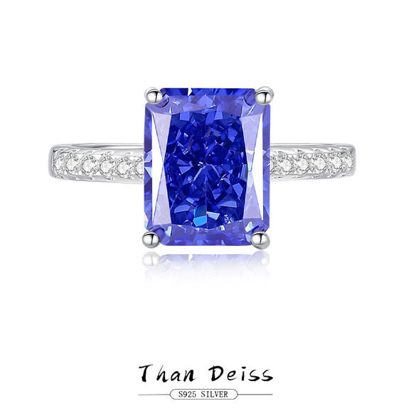 Square Ring S925 Sterling Silver Ice Flower Cut Diamond Minimalist Geometric Women's Jewelry