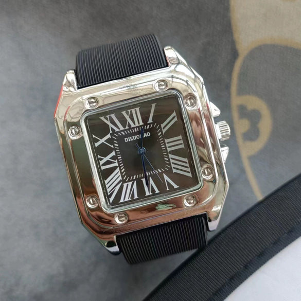 Square Silicone Alloy Women's Leisure Watch With Roman Dial