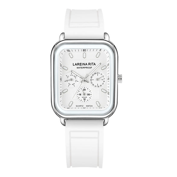Square Silicone Casual Universal Wrist Watch With Alloy Case Stainless Steel Buckle And Mineral Reinforced Glass Mirror