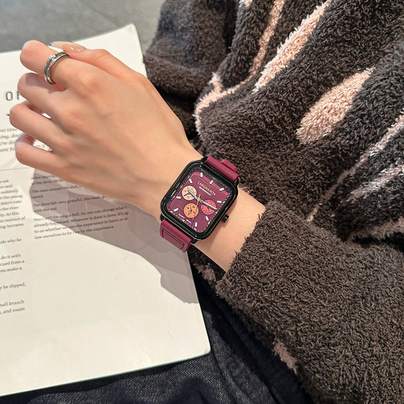 Square Silicone Casual Universal Wrist Watch With Alloy Case Stainless Steel Buckle And Mineral Reinforced Glass Mirror