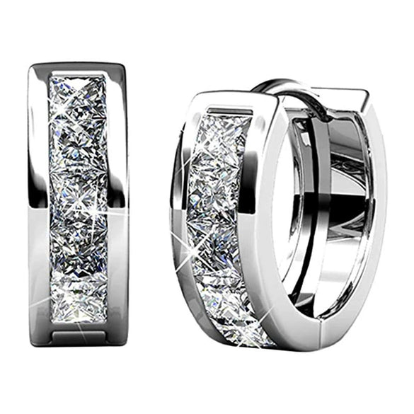 Square Simple Copper Earrings With Geometric Zircon Design For Women