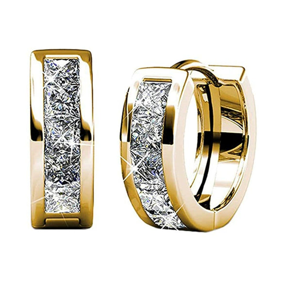 Square Simple Copper Earrings With Geometric Zircon Design For Women