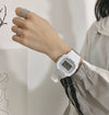 Square Sports Electronic Couple's Watch Plastic Case Silicone Strap Rose Gold Clasp
