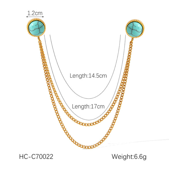 Square Stainless Steel Diamond Geometric Women's Shirt Collar Collar Flower Butterfly Brooch Chain
