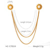 Square Stainless Steel Diamond Geometric Women's Shirt Collar Collar Flower Butterfly Brooch Chain