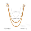 Square Stainless Steel Diamond Geometric Women's Shirt Collar Collar Flower Butterfly Brooch Chain