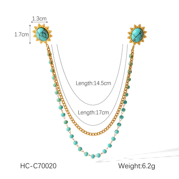 Square Stainless Steel Diamond Geometric Women's Shirt Collar Collar Flower Butterfly Brooch Chain