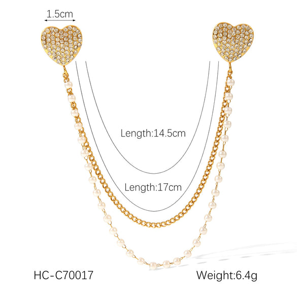 Square Stainless Steel Diamond Geometric Women's Shirt Collar Collar Flower Butterfly Brooch Chain