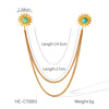 Square Stainless Steel Diamond Geometric Women's Shirt Collar Collar Flower Butterfly Brooch Chain