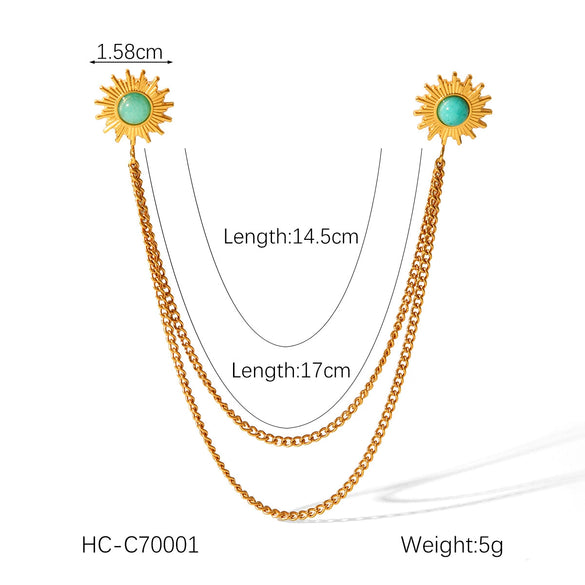 Square Stainless Steel Diamond Geometric Women's Shirt Collar Collar Flower Butterfly Brooch Chain