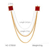 Square Stainless Steel Diamond Geometric Women's Shirt Collar Collar Flower Butterfly Brooch Chain