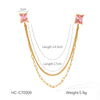 Square Stainless Steel Diamond Geometric Women's Shirt Collar Collar Flower Butterfly Brooch Chain