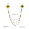 Square Stainless Steel Diamond Geometric Women's Shirt Collar Collar Flower Butterfly Brooch Chain