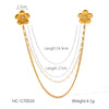 Square Stainless Steel Diamond Geometric Women's Shirt Collar Collar Flower Butterfly Brooch Chain