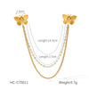 Square Stainless Steel Diamond Geometric Women's Shirt Collar Collar Flower Butterfly Brooch Chain