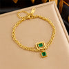 Square Stainless Steel Gold Plated Double Layer Accessories Chain Necklace Earrings Bracelet Set For Women