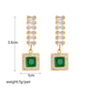 Square Titanium Steel Geometric Diamondembedded Emerald Rhinestone Earrings For Women
