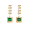 Square Titanium Steel Geometric Diamondembedded Emerald Rhinestone Earrings For Women