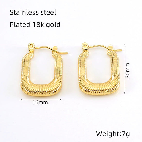 Square Ushape Titanium Steel 18K Gold Plated Ear Buckle For Women