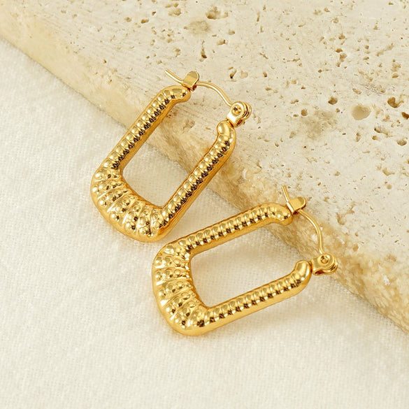Square Ushape Titanium Steel 18K Gold Plated Ear Buckle For Women