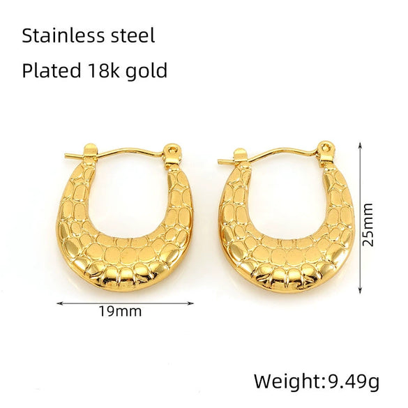 Square Ushape Titanium Steel 18K Gold Plated Ear Buckle For Women