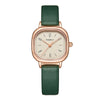 Square Women's Fashion Watch Alloy Case Pu Strap Mineral Strengthened Glass Mirror Rose Gold Clasp