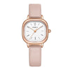 Square Women's Fashion Watch Alloy Case Pu Strap Mineral Strengthened Glass Mirror Rose Gold Clasp