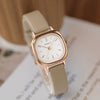 Square Women's Fashion Watch Alloy Case Pu Strap Mineral Strengthened Glass Mirror Rose Gold Clasp