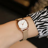 Square Women's Fashion Watch Alloy Case Pu Strap Mineral Strengthened Glass Mirror Rose Gold Clasp