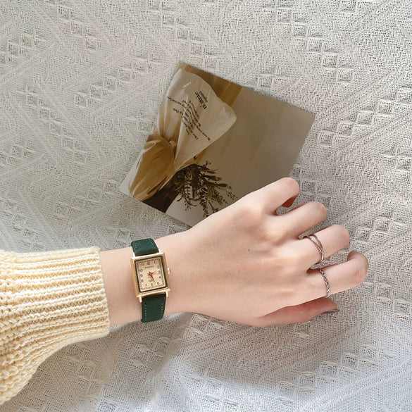 Square Women's Watch Alloy Case Ordinary Glass Mirror Thin Belt Small Dial Retro Leisure Style
