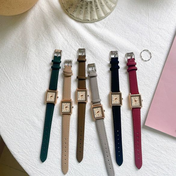 Square Women's Watch Alloy Case Ordinary Glass Mirror Thin Belt Small Dial Retro Leisure Style