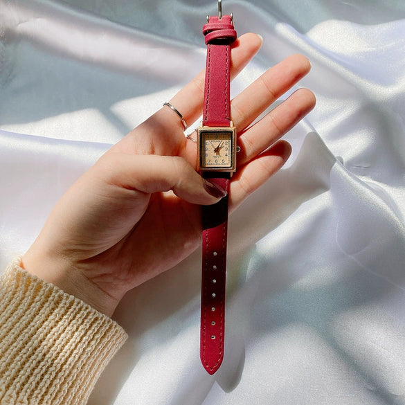 Square Women's Watch Alloy Case Ordinary Glass Mirror Thin Belt Small Dial Retro Leisure Style