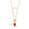 Square Zircon Moon Birthstone Stainless Steel Necklace With Snake Bone Chain And 18K Gold Plated Electroplating For Unisex