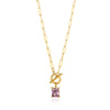 Square Zircon Moon Birthstone Stainless Steel Necklace With Snake Bone Chain And 18K Gold Plated Electroplating For Unisex
