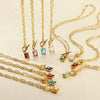 Square Zircon Moon Birthstone Stainless Steel Necklace With Snake Bone Chain And 18K Gold Plated Electroplating For Unisex