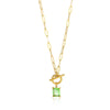 Square Zircon Moon Birthstone Stainless Steel Necklace With Snake Bone Chain And 18K Gold Plated Electroplating For Unisex