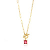 Square Zircon Moon Birthstone Stainless Steel Necklace With Snake Bone Chain And 18K Gold Plated Electroplating For Unisex