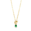Square Zircon Moon Birthstone Stainless Steel Necklace With Snake Bone Chain And 18K Gold Plated Electroplating For Unisex