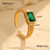 Square Zircon Ring Stainless Steel 18K Gold Plated Retro Mid Century Style For Women