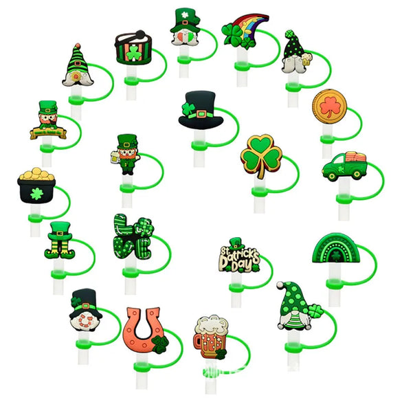 St. Patrick Cute Triangle Cartoon Silica Gel Straw Decorative Cap 10 PCS/Package